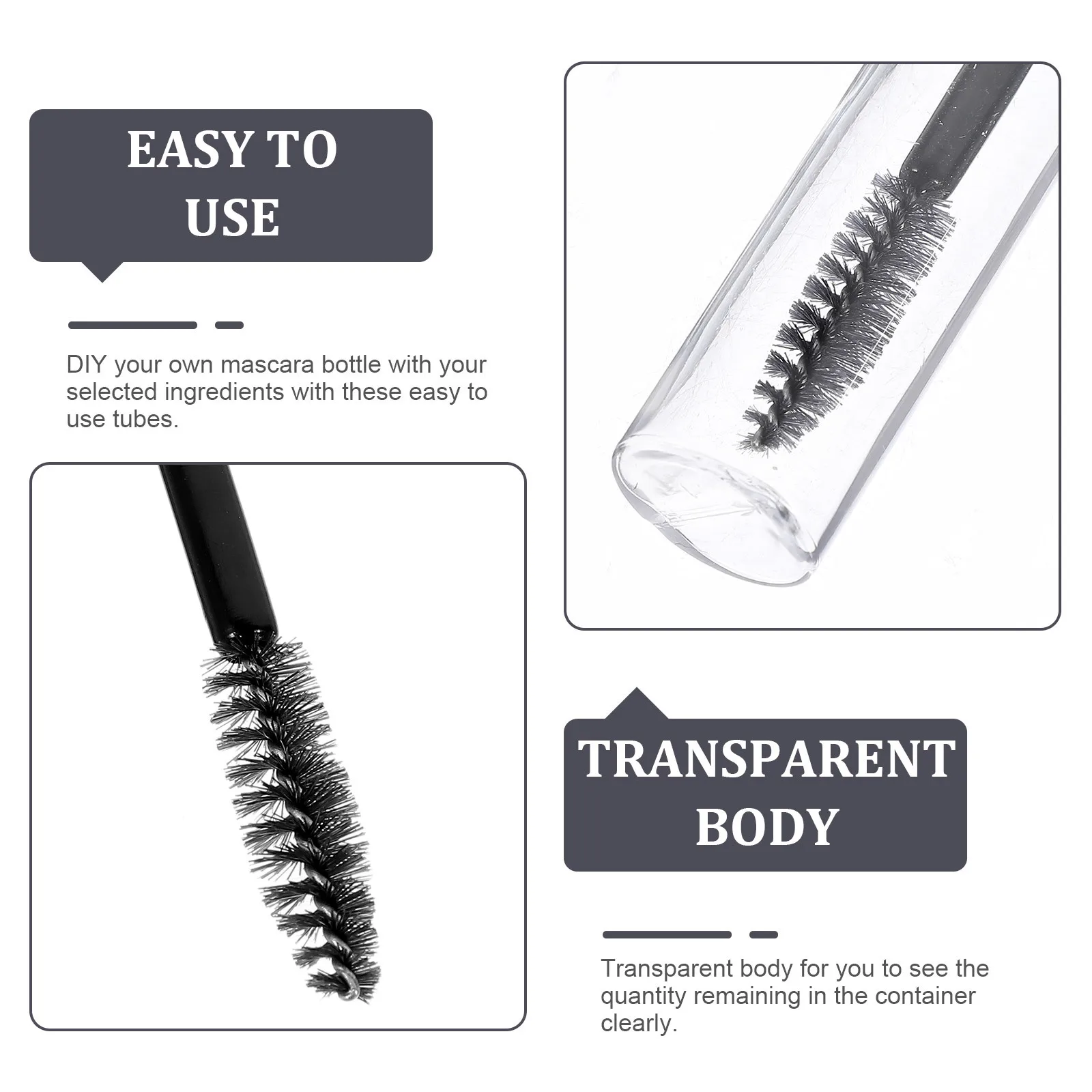 2 ensembles de Tubes de Mascara rechargeables transparents, Tube de crème pour cils, bouteille de Mascara vide Portable transparente, Tubes rechargeables
