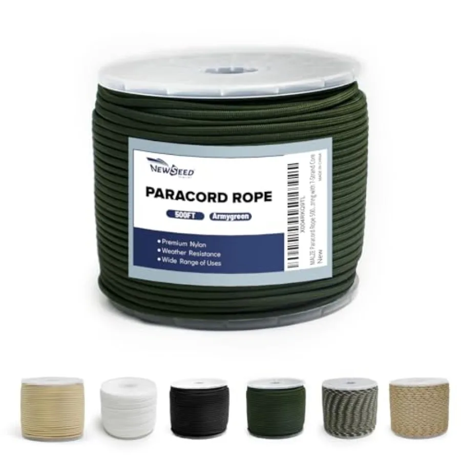 

Paracord 550lb Nylon Rope 500Feet Tactical Parachute Cord Type III Survival String with 7-Strand Core for Hiking DIY Camping