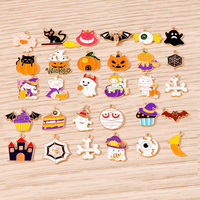 Tusember 10Pcs Halloween Charms Skeleton Bat Eyeball Halloween Ghost Pendants for Bracelet Necklace Earring Jewelry Making DIY