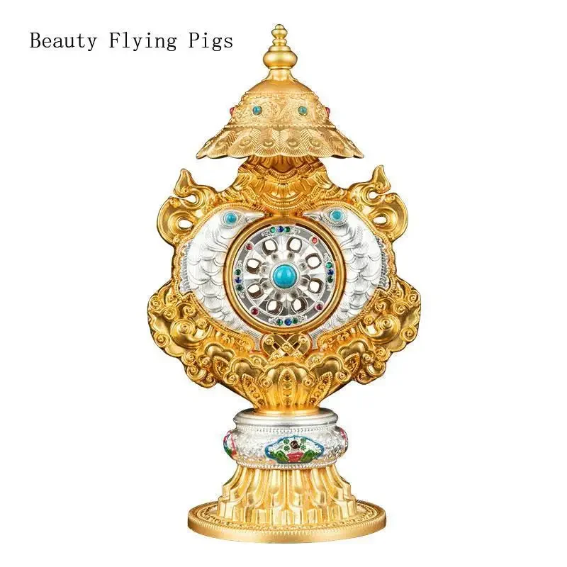 12x22.5cm alloy painted Tibetan Buddhism Tantric Buddha Hall offering Buddhist conch ornaments Buddhism  home decor