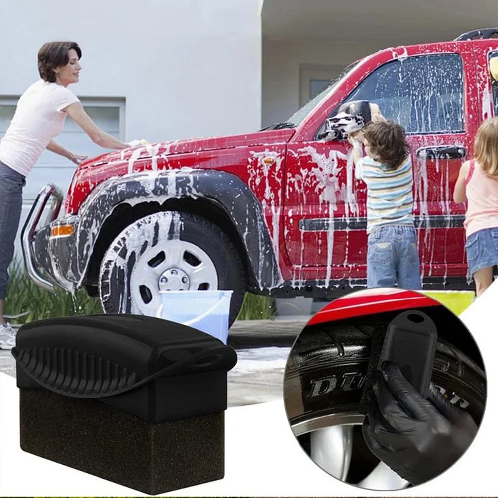 Car Tires Waxing Polishing Cleaning Wipe Washing Tire Tyre Wheel Rim Trim Contour Detailing Dressing Shine Pad Sponge Wash Tools