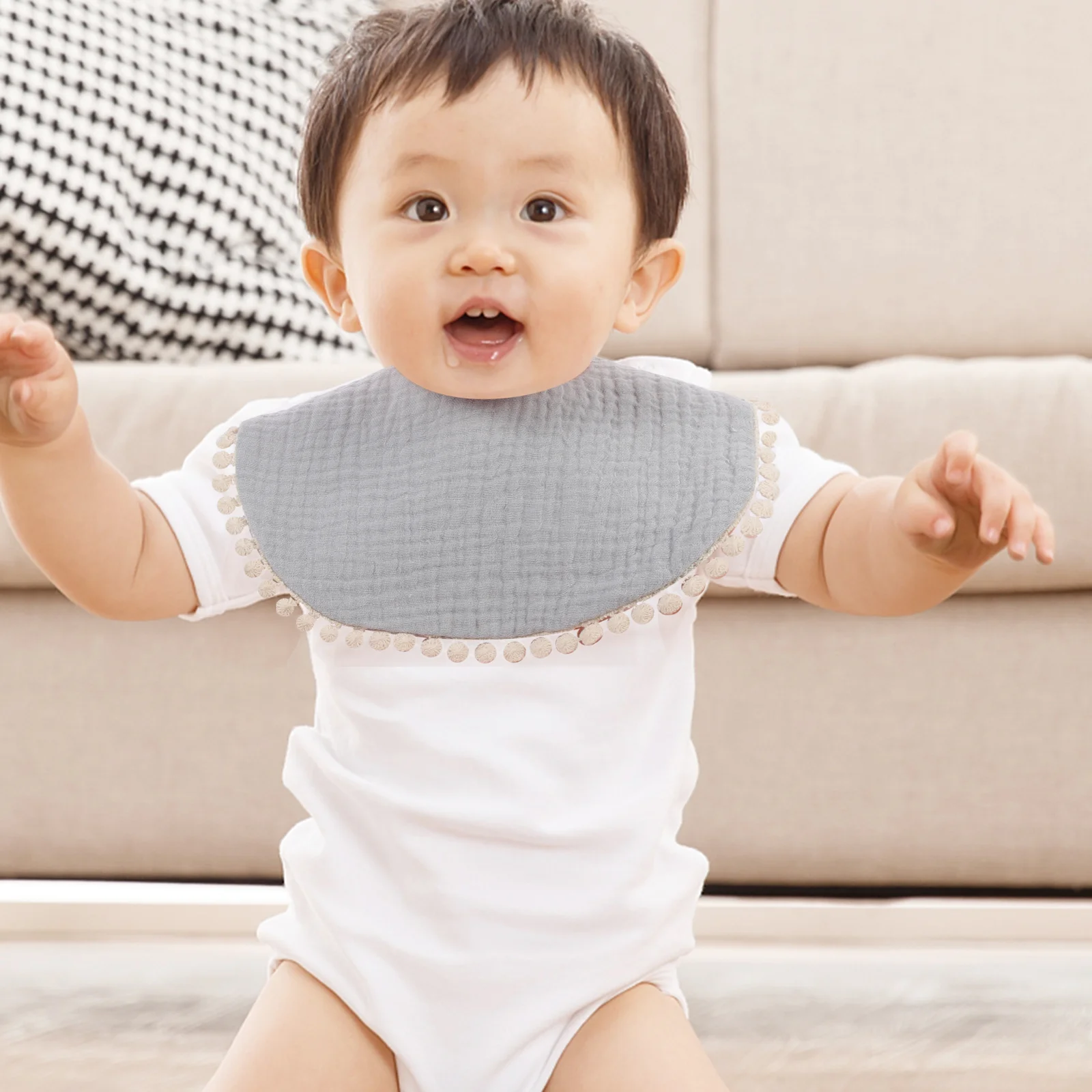 

2Pcs Baby Bibs Crumpled Saliva Towels Cotton Newborn Supple Reusable Bibs for Infant Boy Girl Eating Dinning Bib