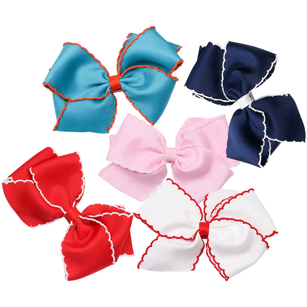 

5pcs Bow Clips Colorful Stylish Hair Accessories Cute Bows For Ages 4-8 Little Fine Hair Barrettes Playful Charm