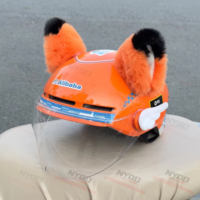 Motorcycle Helmet Orange Cat Ears Decorations  Animals Ear Accessories for Ski Electric Scooter Helmets Cascos Para Moto