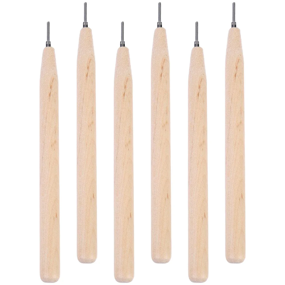 6 Pcs Log Paper Pen Quilling Kit Crafts Suite Bead Roller Tool Wooden Pole Slotted