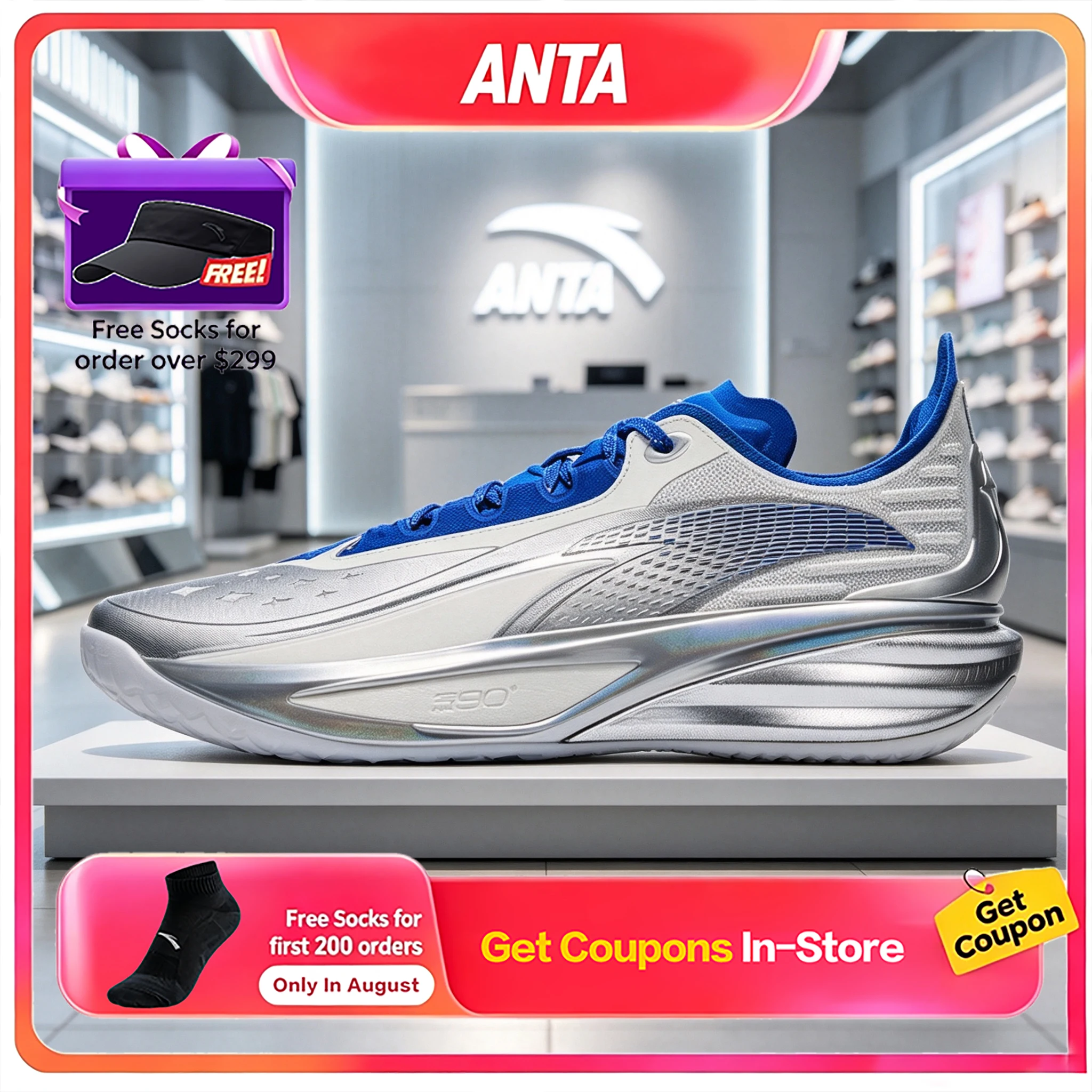 Anta Zhuiguang PRO Low‑Top Basketball Shoes Nitrogen‑90 Anti‑Roll‑Over Anti‑Slip Wear‑Resistant Men Sneakers