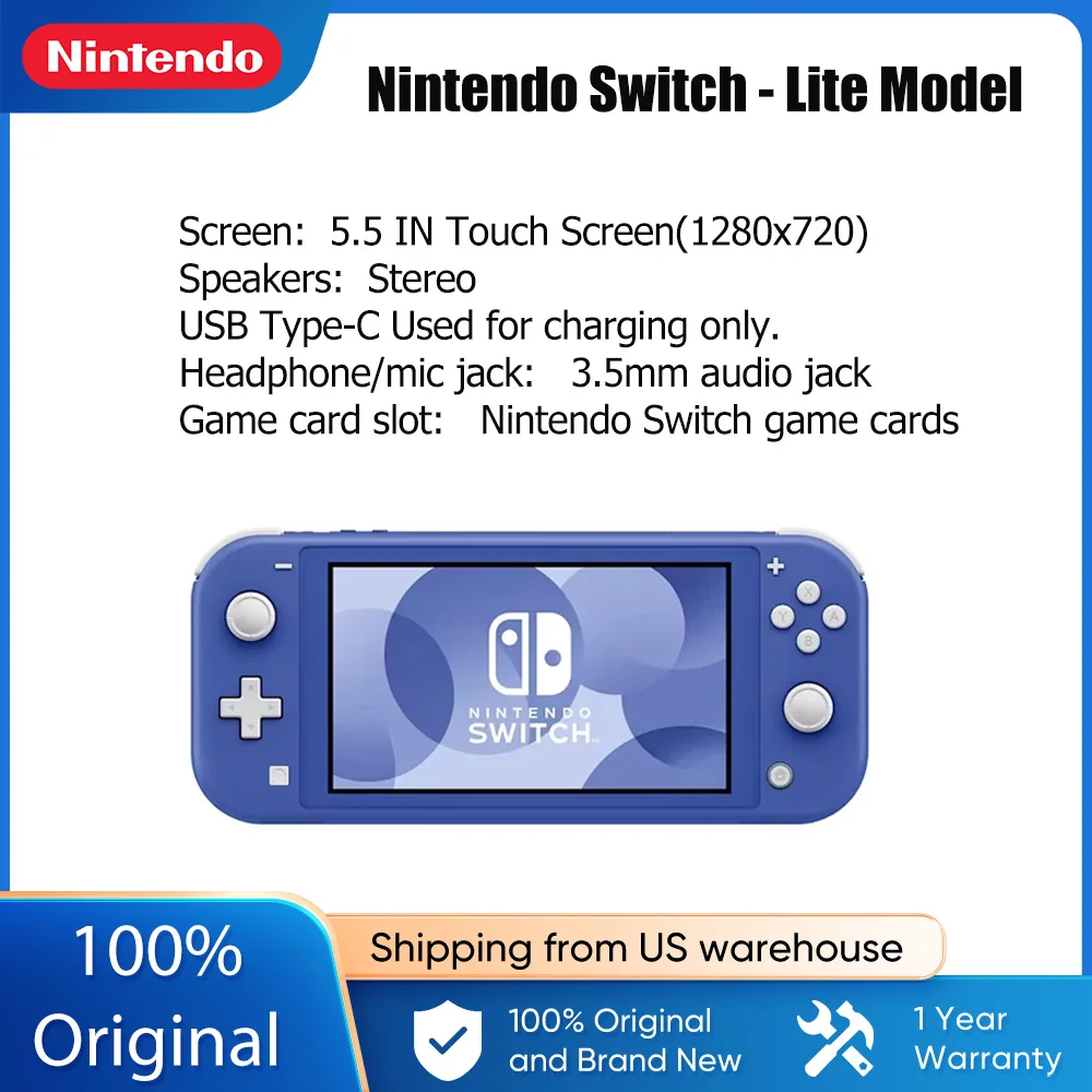 Nintendo Switch Lite Game Console 5.5 inch LCD Touch Screen 32GB Internal Storage Bluetooth 4.1 Built-in Plus Control Pad