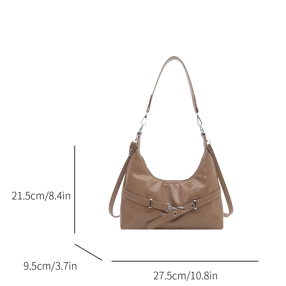 خمر براءات الاختراع والجلود حقيبة كروسبودي حزام مشبك التفاصيل سعة كبيرة سستة بولي PU حزام قابل للتعديل حقيبة تحت الإبط للتنقل اليومي