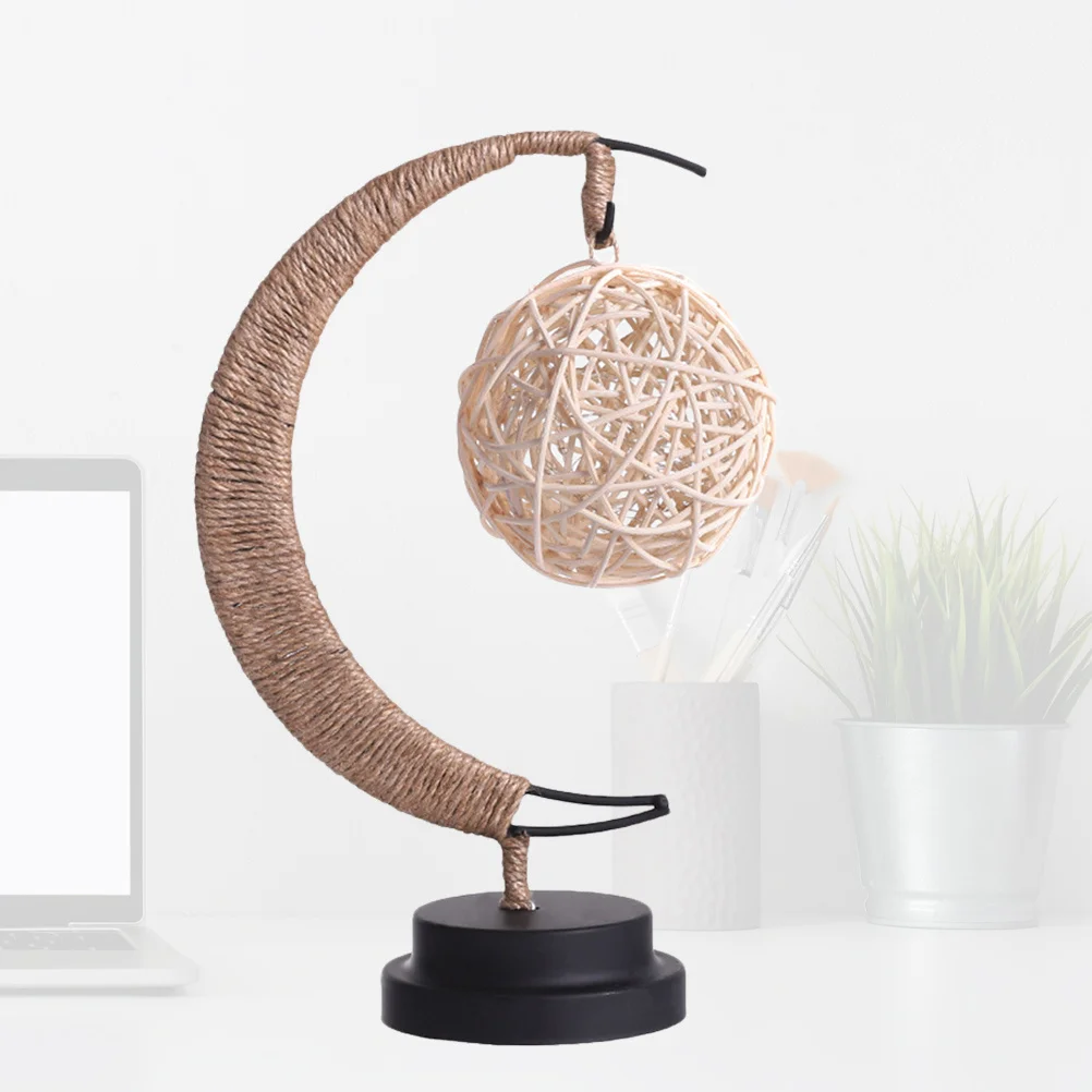 

Moon Shape Iron Art Bedside Light Decorative Lamp For Bedroom Home Party Khaki Design Operated Night Led Lamp