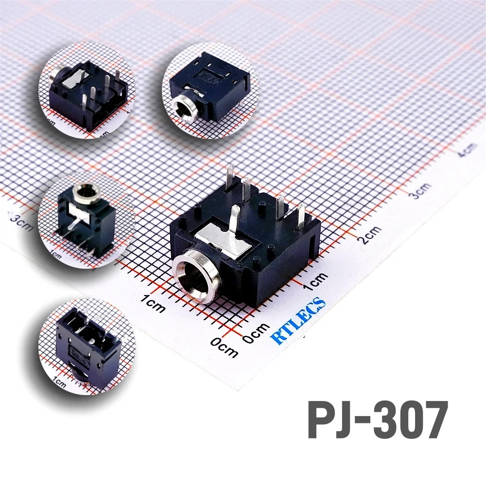 10/100 Pcs 3.5 Mm Audio Jack Connector Through Holes PCB Horizontal 2 Internal Switches Normally Closed Cross Part SJ1-3525N