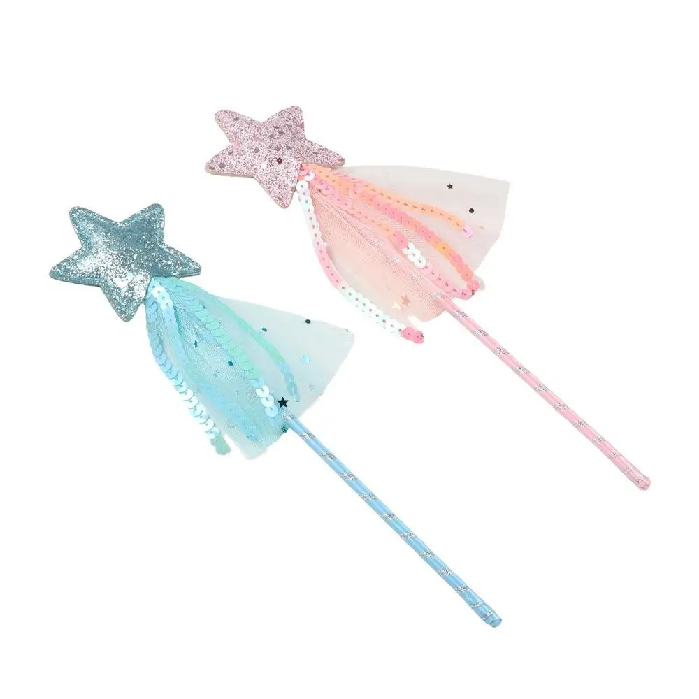 งานแต่งงาน Dreamlike Star Fairy Wand Five Pointed Star Girls Wand Princess Wand พลาสติกเด็กที่มีสีสัน Stick Wand Cosplay Props