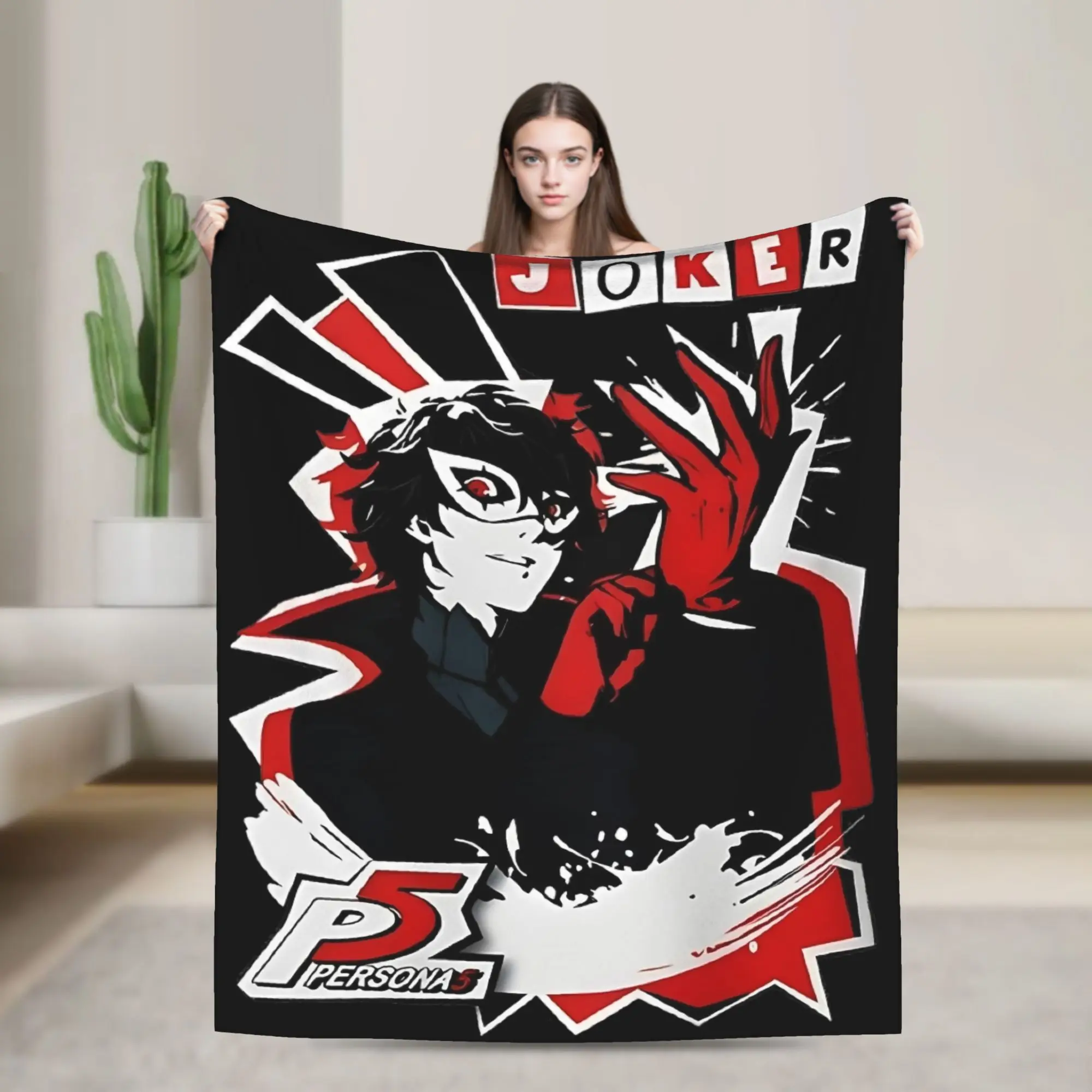 Persona 5 Joker Mens  Blankets Coral Fleece Plush All Season Persona Anime Portable Throw Blanket for Sofa Bedroom Rug Piece