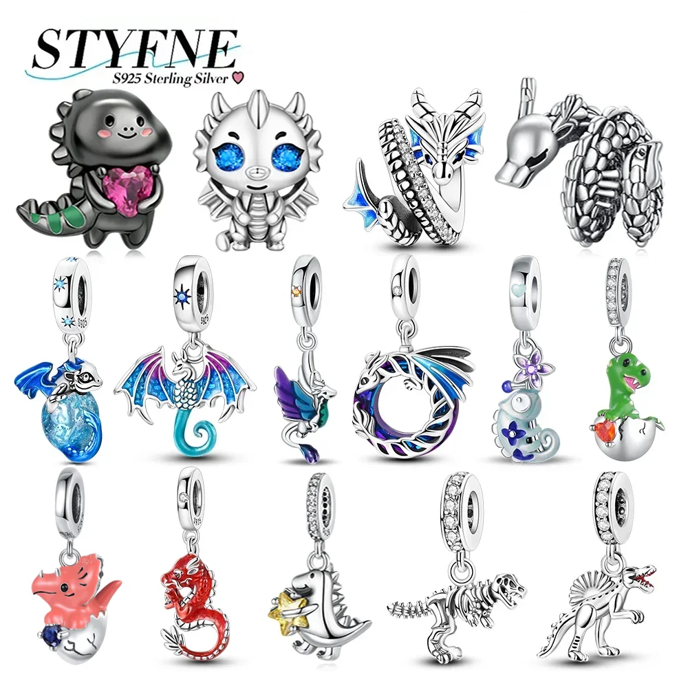 

Dragon Series Charms 925 Silver Pterosaur Tyrannosaurus Chameleon Charm Pendant Fit Original Bracelet DIY Making Jewelry