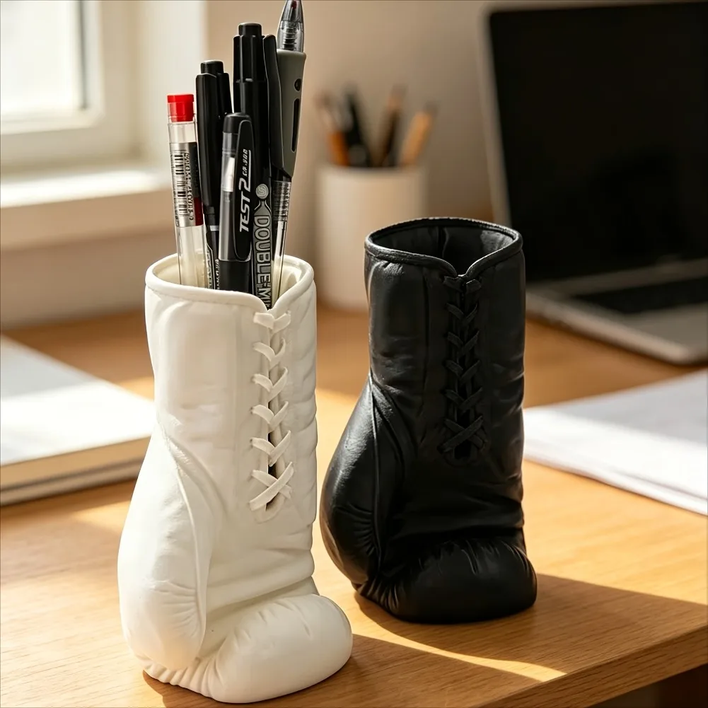 Boxing Glove Pen Holder Creative Glove Capsule Pen Marker Pot Boxing Theme Desk Stationery Organizer Storage Stand Office Decor