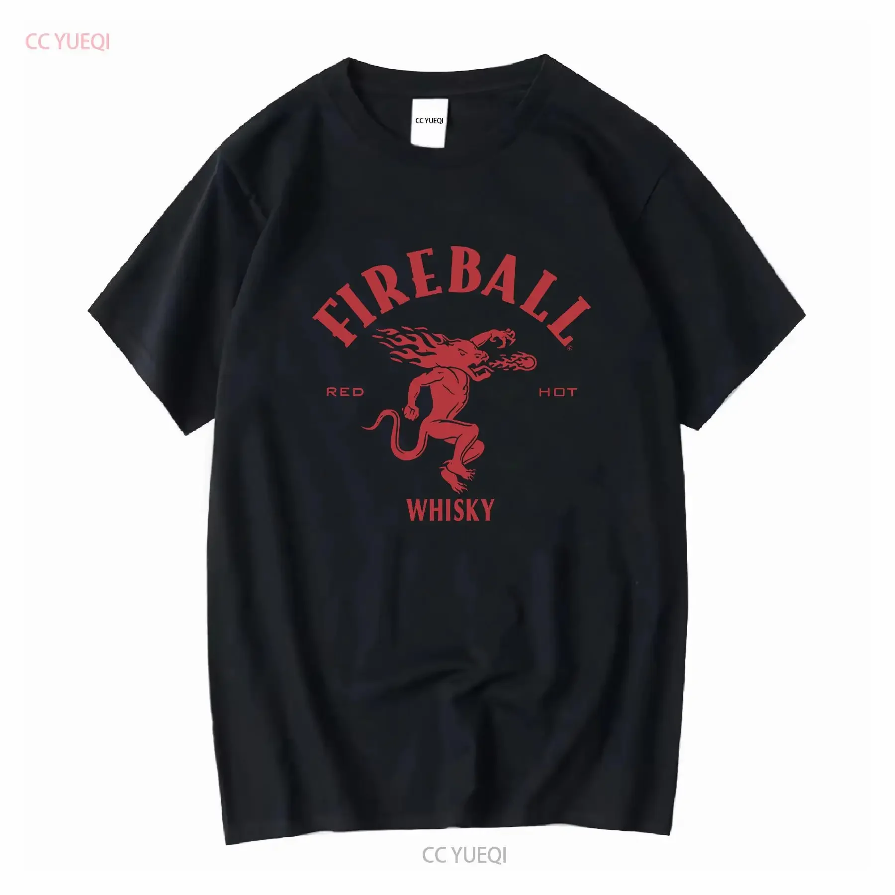 Fireball Whisky Alcohol T Shirt Mens Medium Crew Neck Black long or short sleeves vintage Washed Casual fashion streetwear