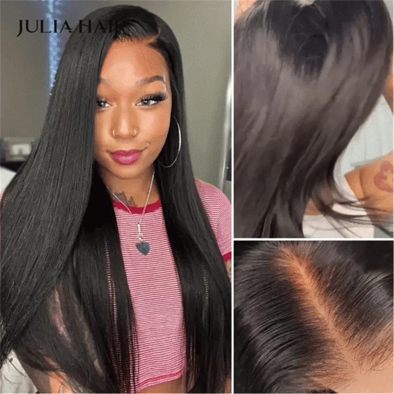 Julia Hair 2.0 Drawstring 7x5 Bye Bye Knots Glueless Wig Human Hair Yaki Straight Human Hair Wig Pre Plucked Pre Bleached Knots