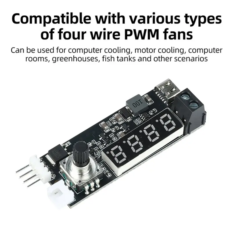 3CGRO-Temperature-Controlled Switch DC 5V/12V 4-Wire Fan Speed Controller PWM Motor Driver Temp/RPM Display