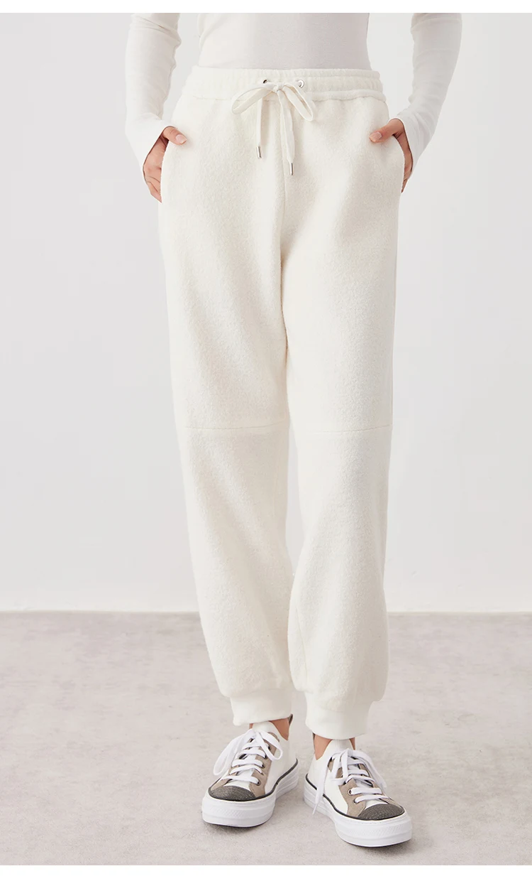 K2639W Hochwertige Damenbekleidung Luxusmarke Lässige Hosen Herbst und Winter Dicke 100% Wollhosen – Detail 3