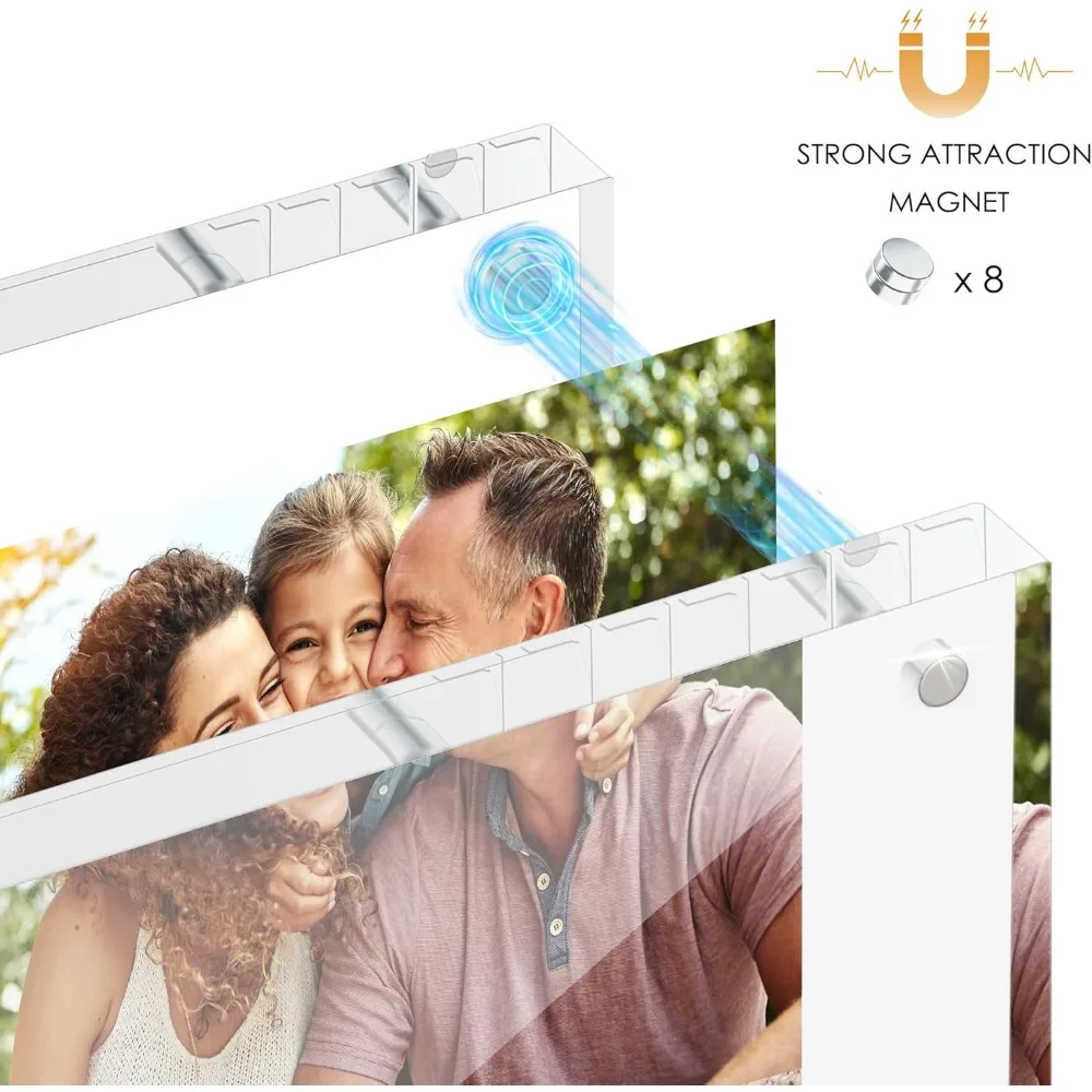 Set of 6 Double Sided Magnetic Acrylic Photo Frames 4x6 Clear Desktop Display for Home or Office