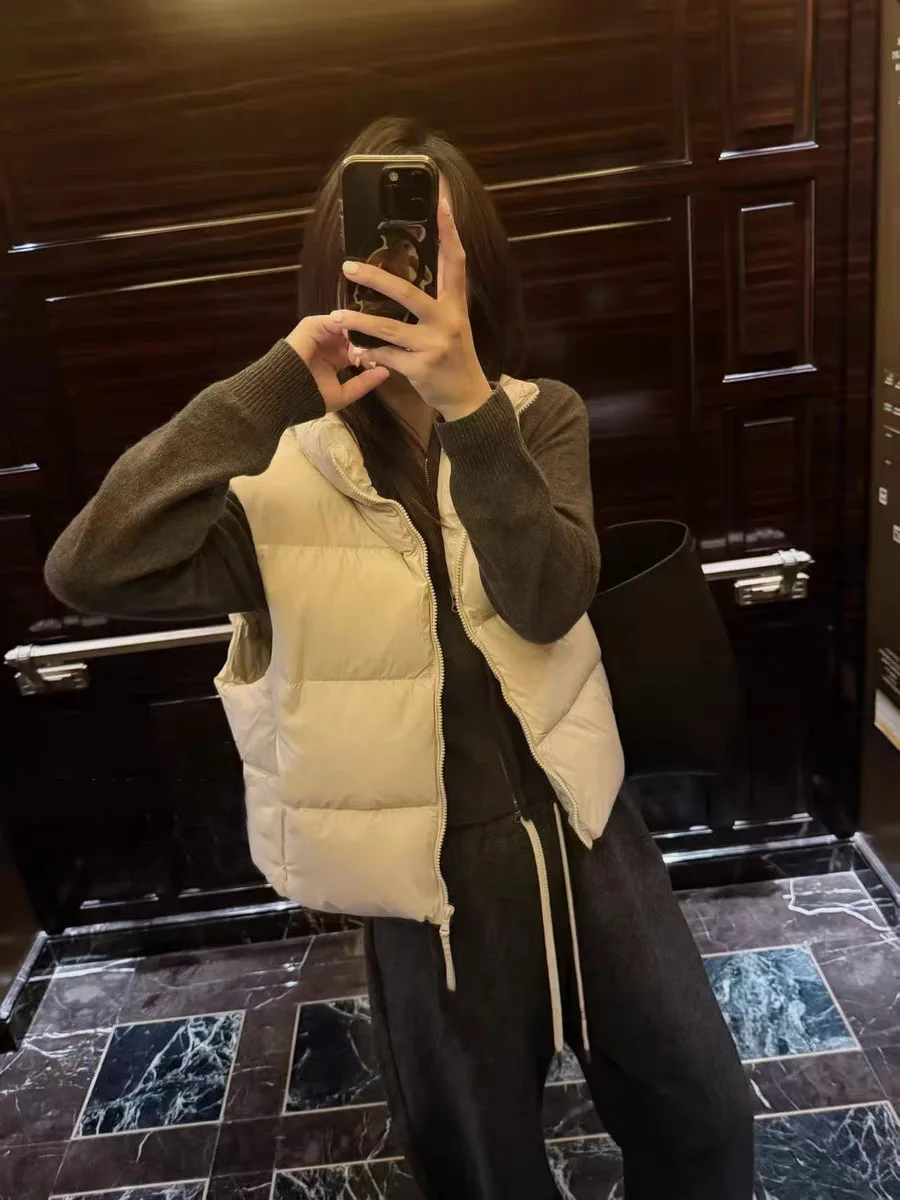 

Winter New Arrival Dongdaemun Korean Sle Stand Collar 90 Du down Jaet Women's Outerwear Vest Warm Thi Zipper Nylon