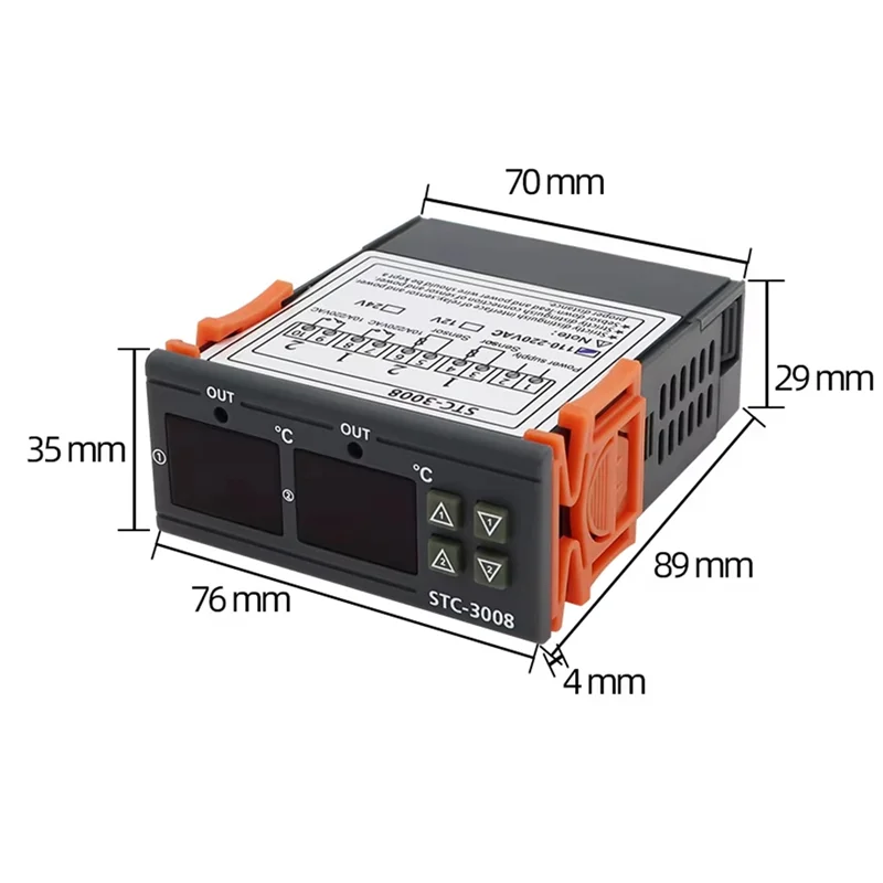 Dual Digital STC-3008 Temperature Controller Two Relay Output Thermostat Heater With Probe Temperature Controller 24V-Y41A