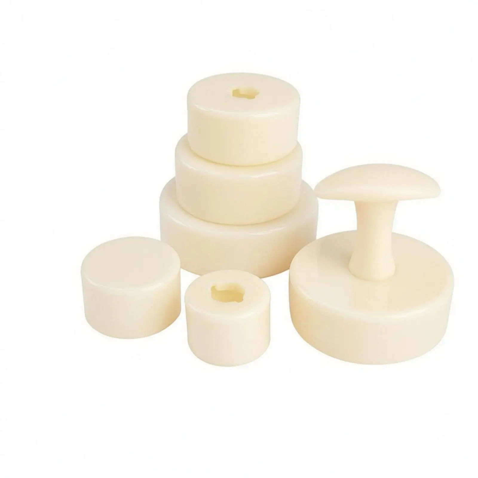 Seven Piece Baking Mold Pastry Press with Handle for Uniform Round Pastry Cases and Filled Treats for Home Baking Projects