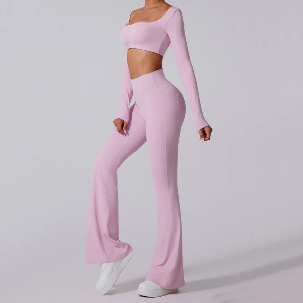 1/2PCS Pad Sportswear Women Yoga Set Workout Clothes Athletic Wear Sports Gym Legging Fitness Bra Crop Top Long Sleeve Yoga Suit image 3