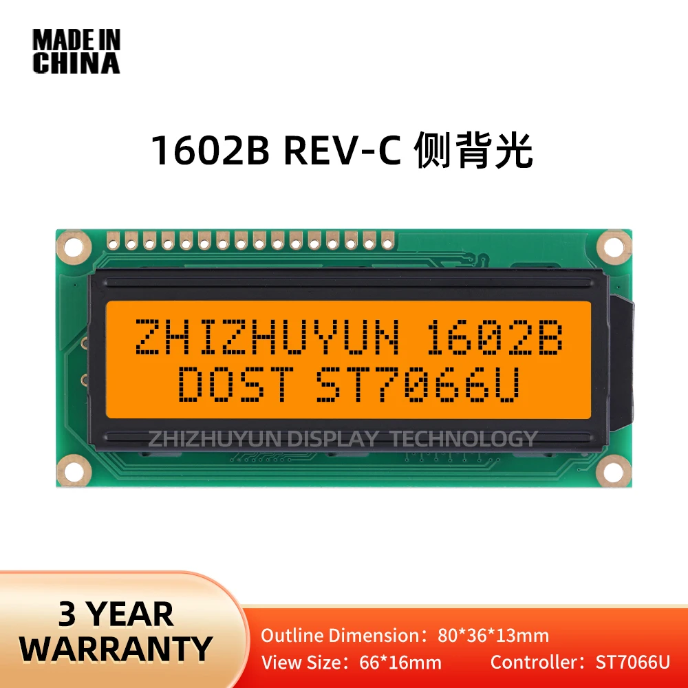 Winstar 16 PIN Wh1602B-YYK 1602B Rev.C LCD1602 LCD1602 2004 12864 Module Orange Light Black Characters HD44780 Controller