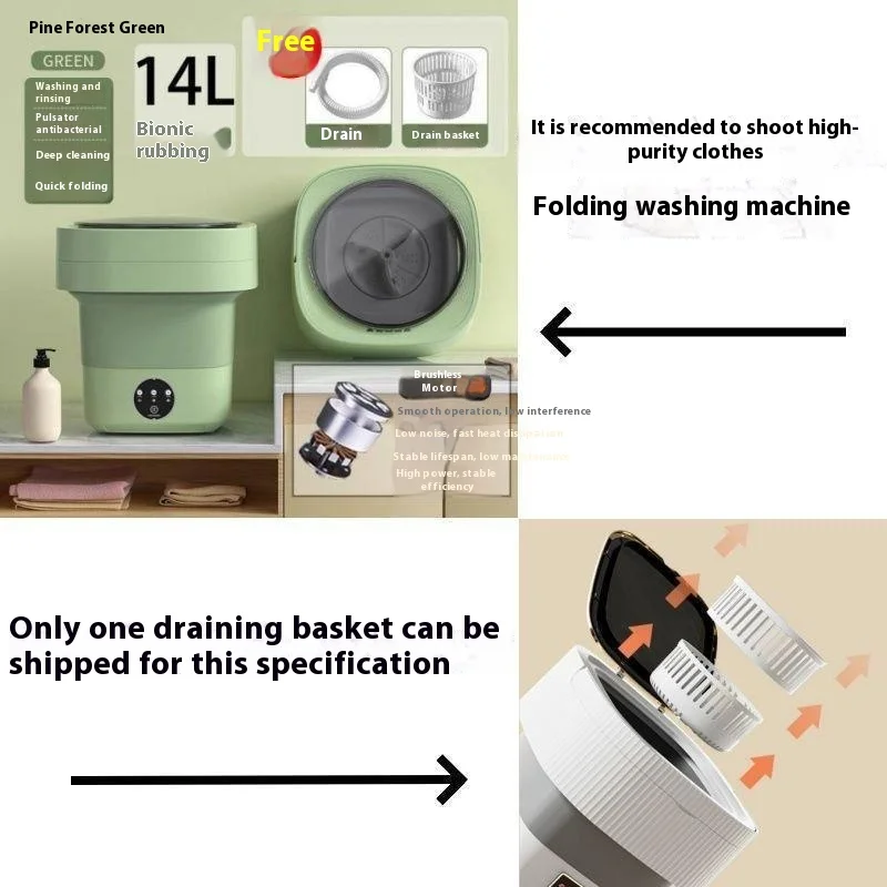 Portable Folding Washing Machine Large Capacity Portable Dehydratable with Spin Dryer For Socks Underwear Panties Washer