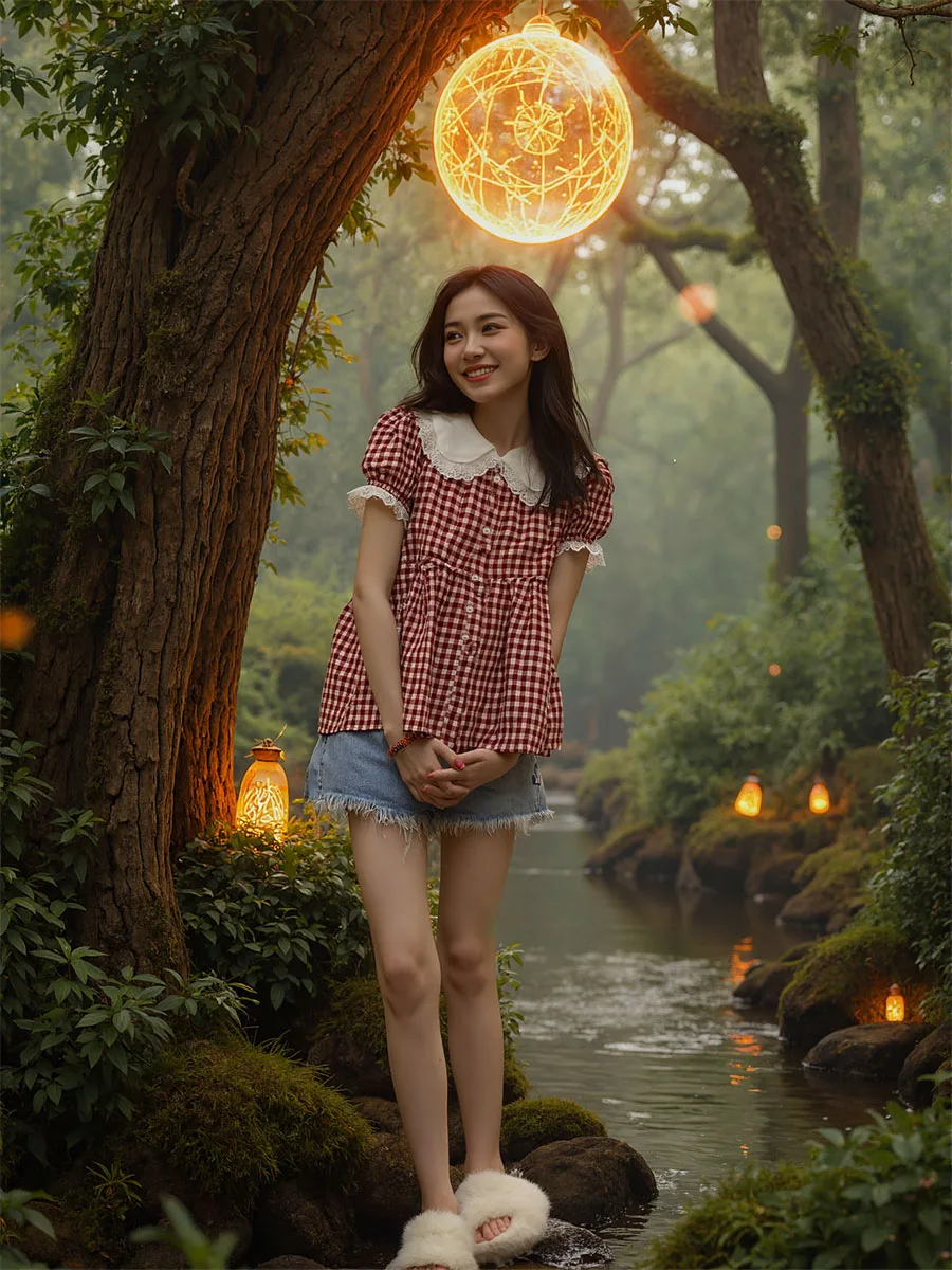 

Short-sleeved shirts Womens Red Plaid Peter Pan Collar Flounced Bow Tie Patchwork Mesh Feminina All-match Gmlek