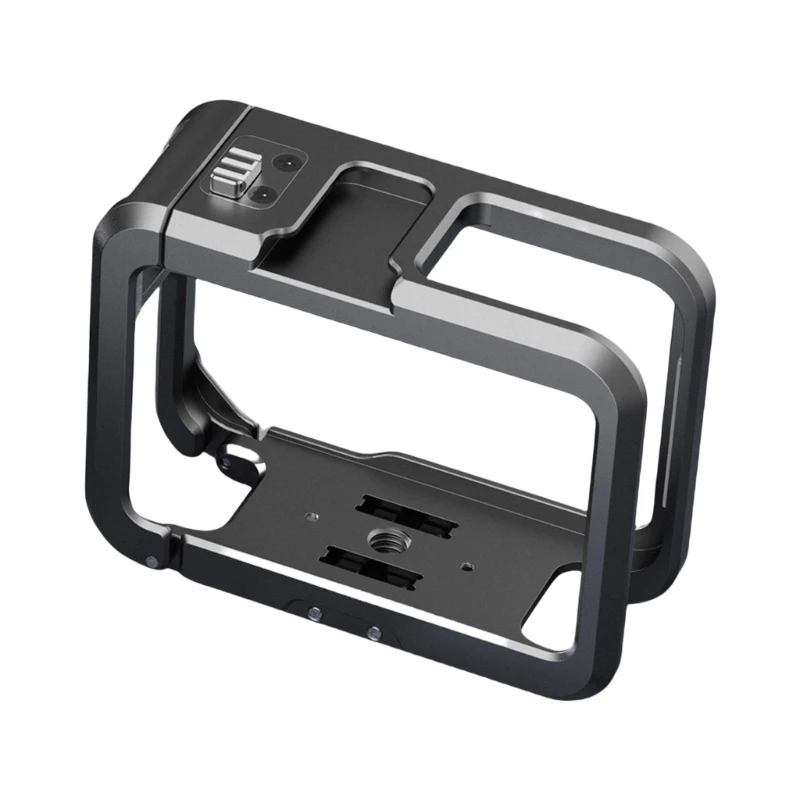 Metal Housing Case for Action Camera Metal Cage with Double Cold Shoes and Side Charging Port Adventure Ready