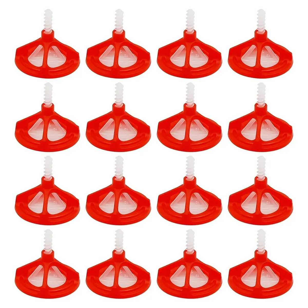 A1556P ~1/8 Inch Tile Leveling System Kit with Spiral Tile Spacers and Anti-Loosening Red Caps (300pcs Base+100pcs Red Cap)