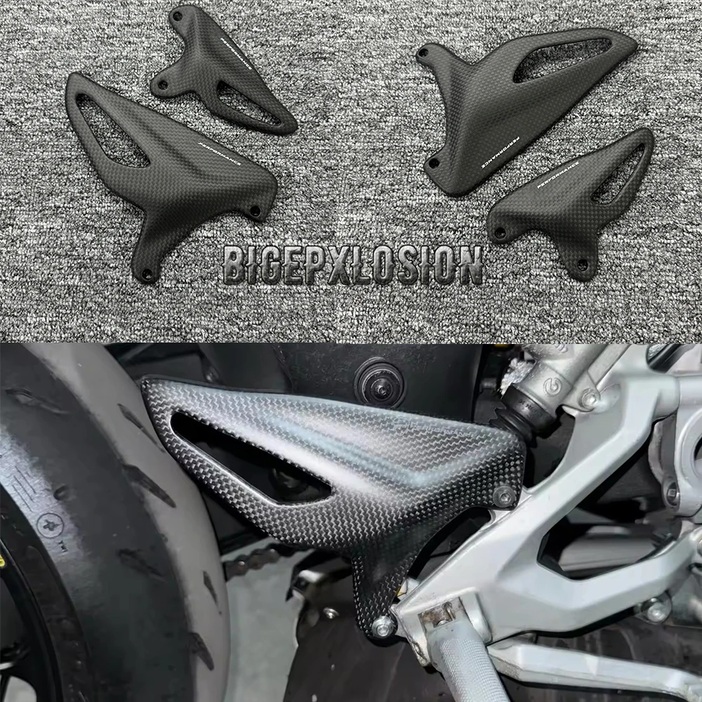 V4 NEW Carbon Fiber Motorcycle Heel Guard Protector Foot Wing Rearset For DUCATI PANIGALE V4 S R Streetfighter v4 V4s 2018-2024