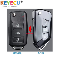 KEYECU Modified flip car key shell case replacement 202AD/L/H for VW Polo Tiguan Jetta Golf Skoda Seat flip remote key cover