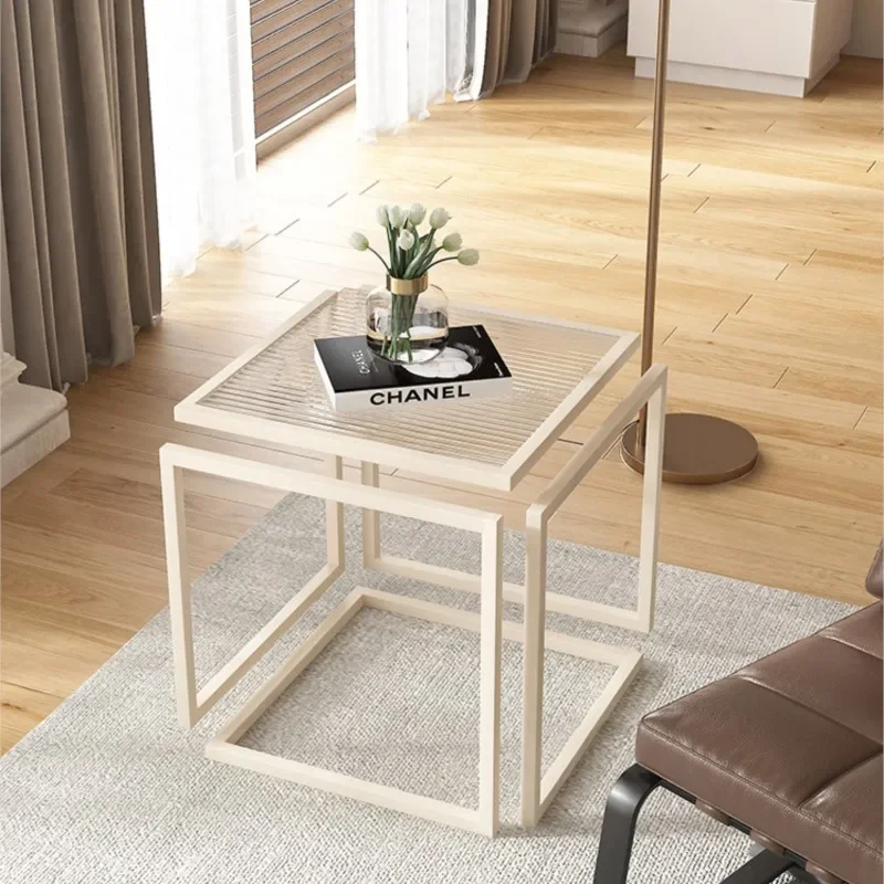 Glass Coffee Table Nordic Light Luxury Figurines Living Room Creative Sofa Modern Side Table Household Simple Bedside Table