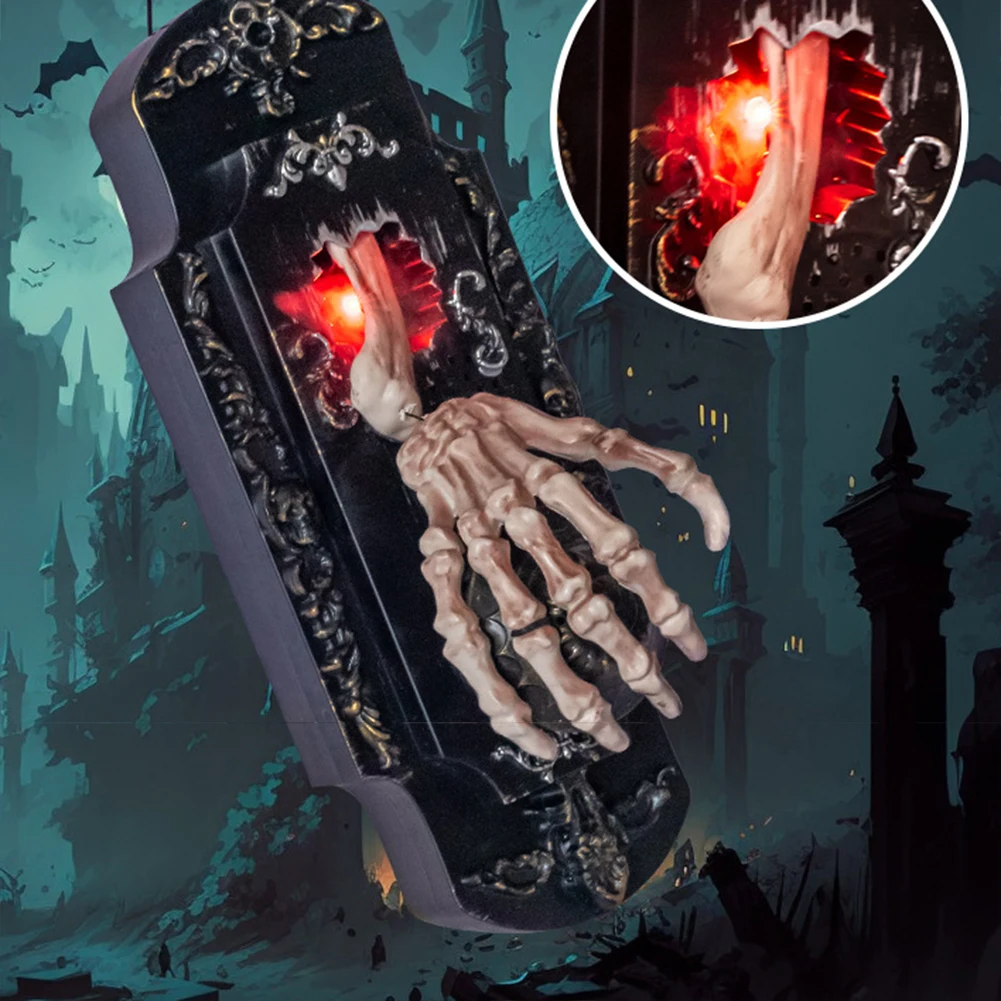 Halloween Doorbell Decor Tricky Doorbell Decoration with Spray Creepy Sound/Light Doorbell Prop Holiday Spookys Toy Decoration