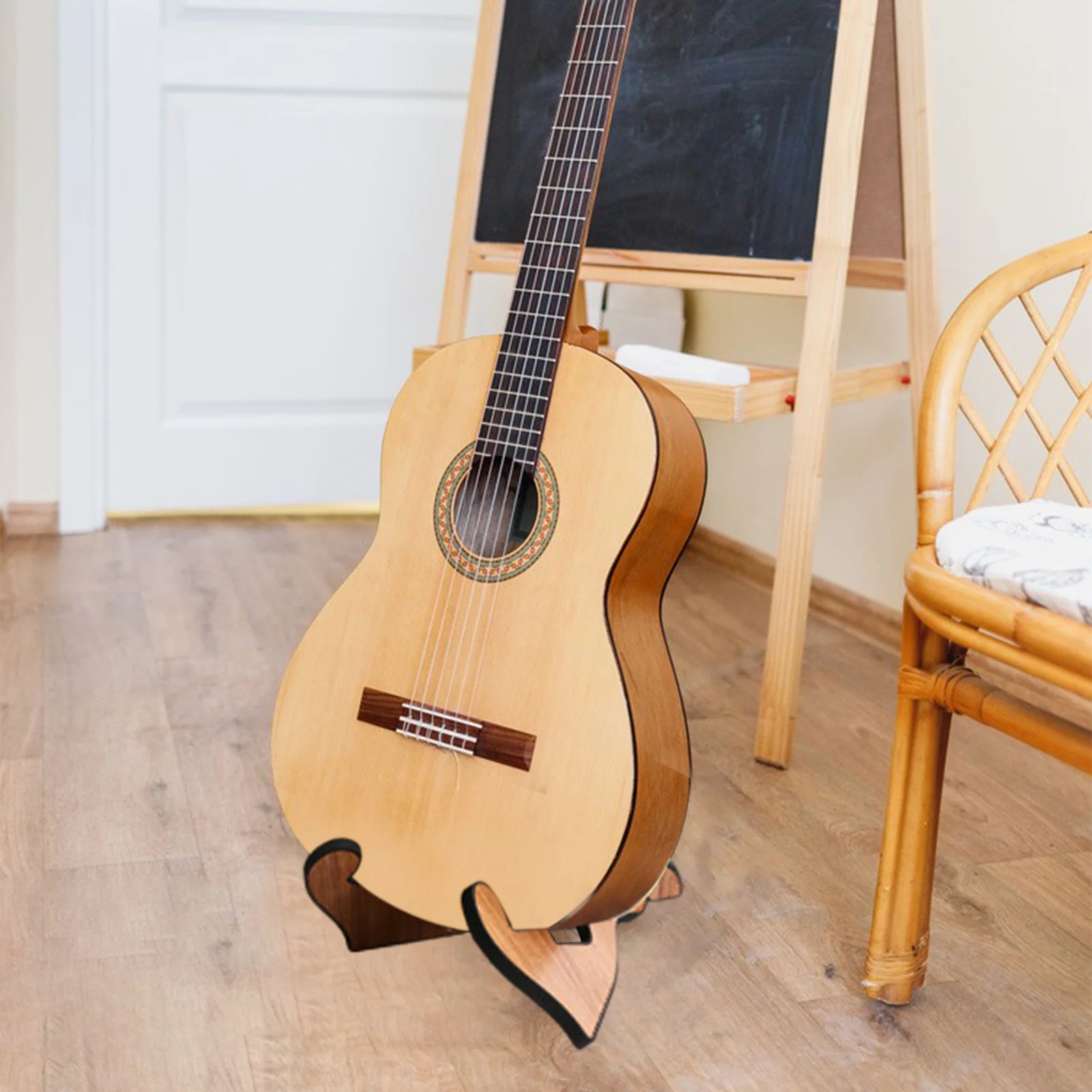 Wooden Guitar Stand X-Frame Guitar Holder Floor Portable String Instrument Rack For Acoustic Classical Bass Guitars