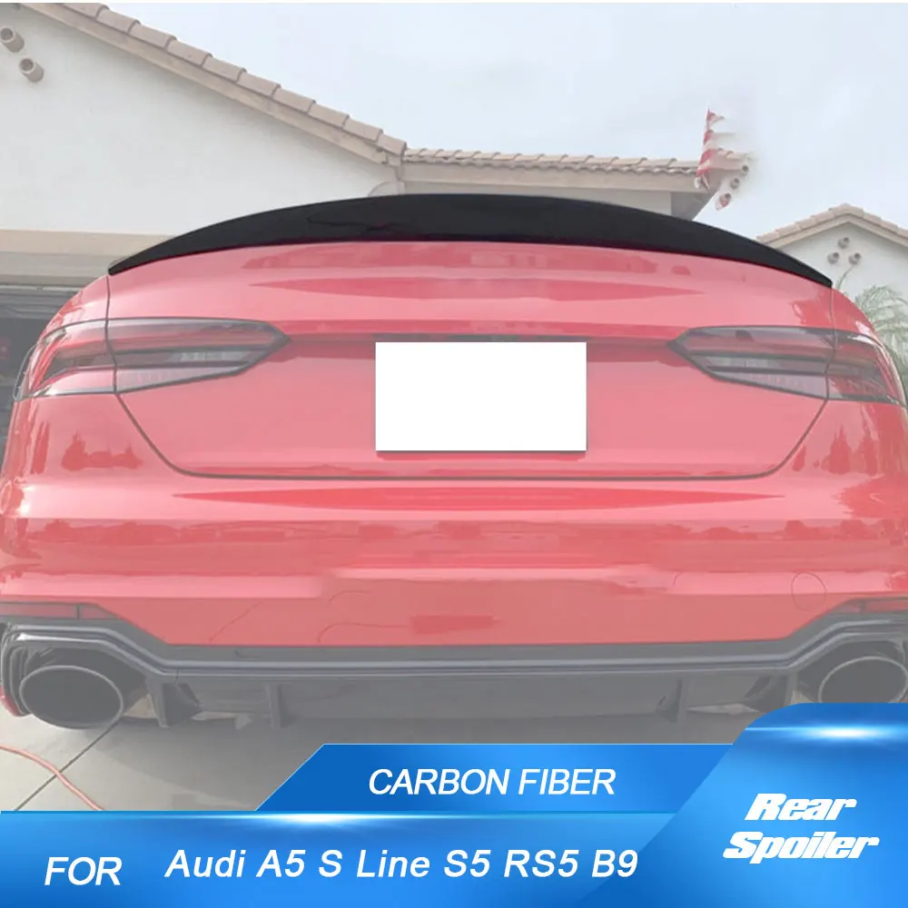 

Carbon Fiber Rear Spoiler Trunk Boot Lip Wing for Audi A5 S Line S5 RS5 B9 Coupe 2017-2022 FRP Black Racing Trunk Spoiler Wing