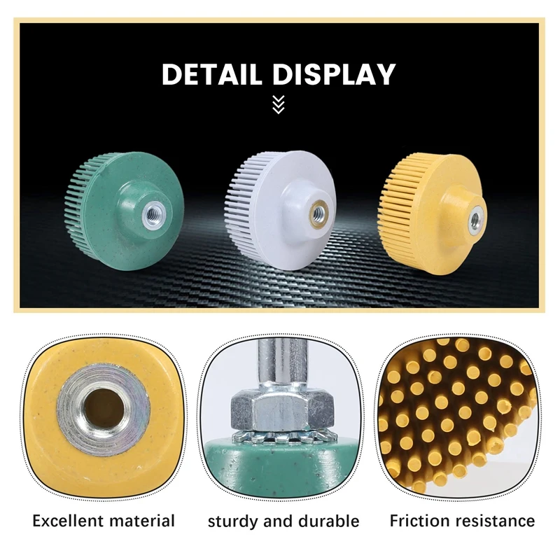 3 قطع 2 بوصة فرشاة فرشاة قرص ذات شعيرات، فرشاة كاشطة مطاطية لتلميع عجلة الطحن لإزالة الصدأ