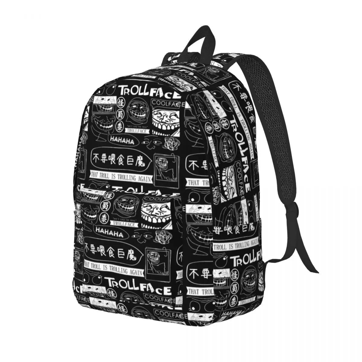 Trollface-Mochila de Colagem Coolface para Homens e Mulheres, Mochila de Lona, Quadrinhos, Engraçada Anime Bookbag, Estudante do Ensino Médio, Alta, Faculdade