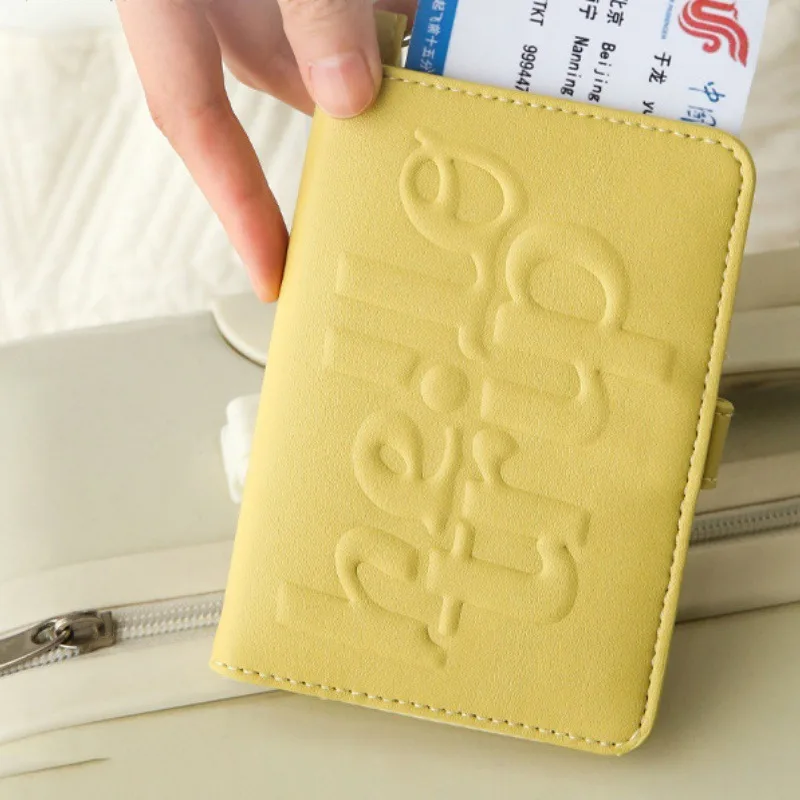 Anti Theft Travel Passport Clip Wallet Portable PU Leather Passport Holder With Hanging Rope Airplane Check-in Storage Card Bag