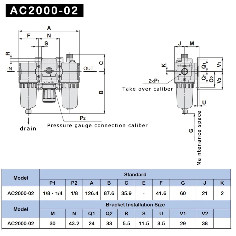 AC2000-02 AC3000-03D AC4000-04D prosesor udara sumber udara kompresor Filter Bantuan Katup Sanlian potongan pemisah minyak