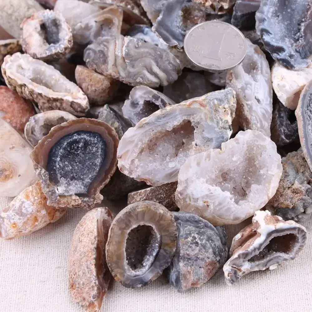 Carved Natural Agate Geodes DIY Stone Crafts Raw Stone Ornaments Rough Natural Mini Cornucopia Mineral Ore Souvenirs Gifts
