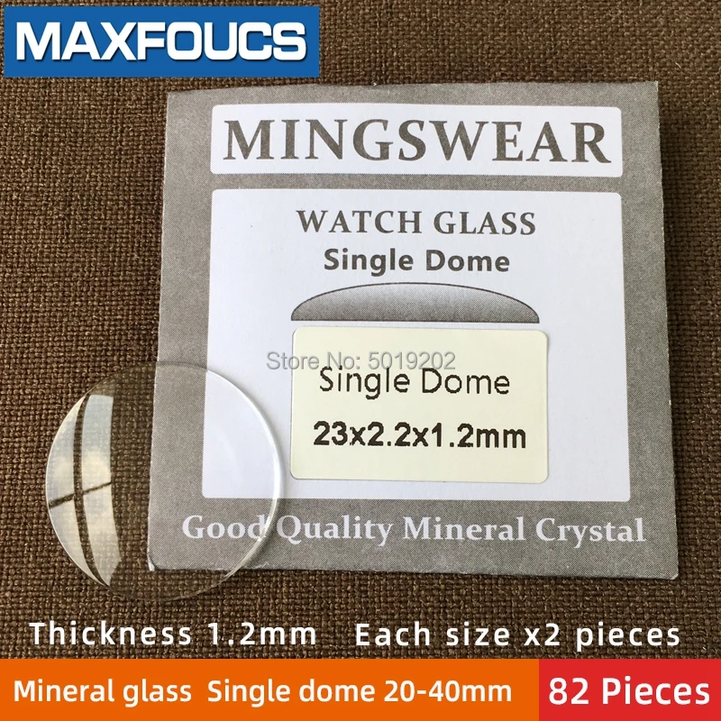 82pcs Single Dome 1.2mm Thick 20mm-40mm Round Clear Watch Glass Mineral Crystal Parts Replacement 37.5mm 38mm 38.5mm 39mm 39.5mm