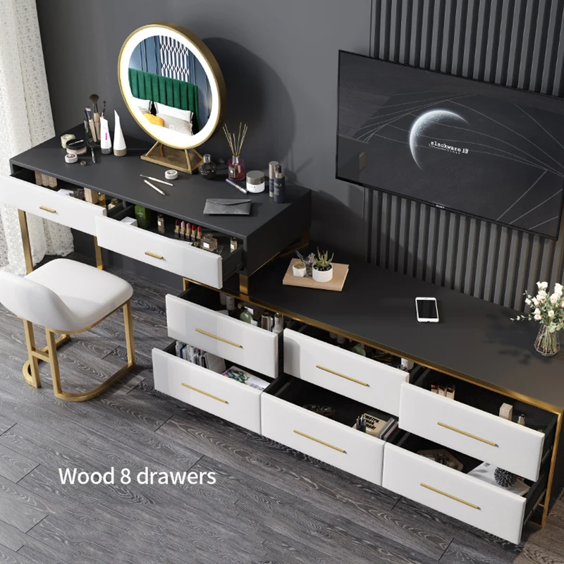 

Modern Dressing Table Black Dresser Organizer Vanity Bedroom Chest Of Drawers Bedside Hotel Furniture Nightstand Cheap Nail Home