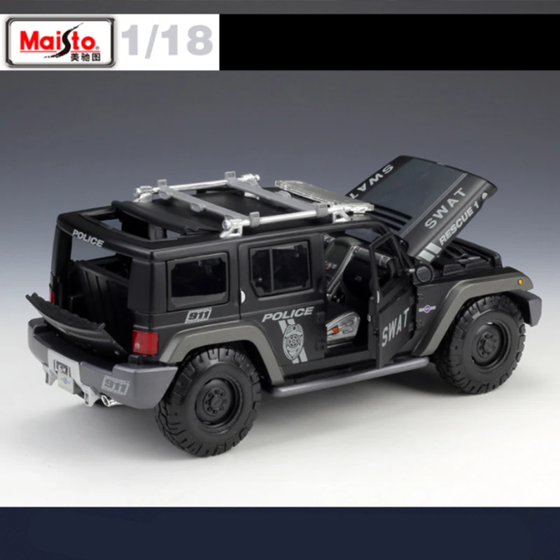 نموذج سيارة جيب رانجلر روبيكون من سبيكة الانقاذ ، مركبة على الطرق الوعرة ، معدن دييكاست ، هدايا المحاكاة ، 1:18