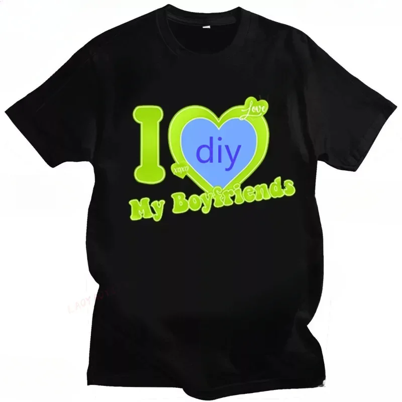DIY CUSTOMIZE Printed Streetwear Couple T-shirt I Love My Boyfriend Girlfriend Customize Picture Tshirt Women Men Tops
