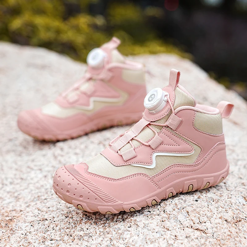 

Высокие детские спортивные туфли, размер 27-37, модные кроссовки для мальчиков, Нескользящая уличная походная обувь, детские треккинговые ботинки с защитой от столкновений