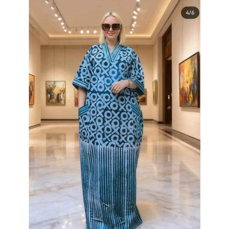 

Африканские платья больших размеров для женщин 2026, весенне-осенние африканские платья с v-образным вырезом и половиной рукава, свадебные вечерние длинные платья, халаты, платья