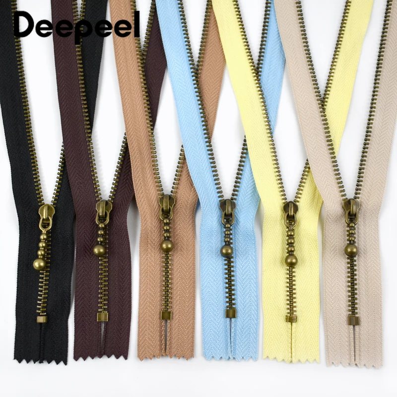 2Pcs Deepeel 3# 12-20cm Metal Zippers Close-end Zips Sewing Bag Garment Wallet Zipper Repair Kit Decor Tailoring Craft Accessory